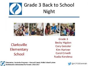 Grade 3 Back to School Night Clarksville Elementary