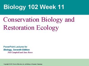 Biology 102 Week 11 Conservation Biology and Restoration