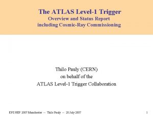 The ATLAS Level1 Trigger Overview and Status Report