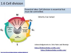 1 6 Cell division Essential idea Cell division