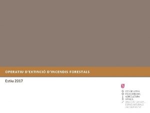 OPERATIU DEXTINCI DINCENDIS FORESTALS Estiu 2017 Tcnics forestals