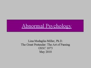 Abnormal Psychology Lina MedagliaMiller Ph D The Great