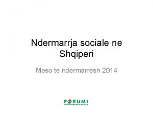 Ndermarrja sociale ne Shqiperi Meso te ndermarresh 2014