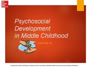 Psychosocial Development in Middle Childhood CHAPTER 10 Copyright