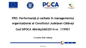 PRO Performan i calitate n managementul organizaional al