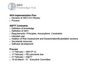 GKH Implementation Plan Decision of GEOXVI Plenary Process