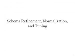 Schema Refinement Normalization and Tuning 1 Design Steps