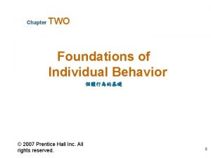 Chapter TWO Foundations of Individual Behavior 2007 Prentice