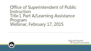 Office of Superintendent of Public Instruction Title I