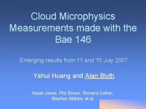 Cloud Microphysics Measurements made with the Bae 146