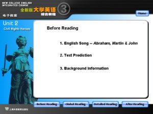 Before Reading 1 English Song Abraham Martin John