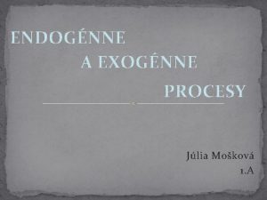 ENDOGNNE A EXOGNNE PROCESY Jlia Mokov 1 A