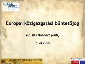 Eurpai kzigazgatsi bntetjog Dr Kis Norbert Ph D