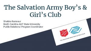 The Salvation Army Boys Girls Club Shakira Ramseur