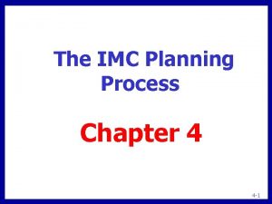 The IMC Planning Process Chapter 4 4 1