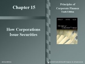 Chapter 15 Principles of Corporate Finance Tenth Edition