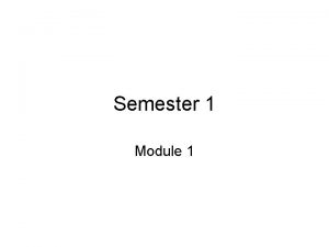 Semester 1 Module 1 Module Index Module Introduction
