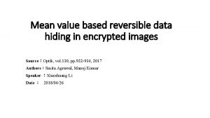 Mean value based reversible data hiding in encrypted