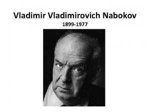 Vladimirovich Nabokov 1899 1977 The Room The room