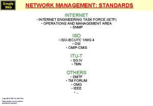 NETWORK MANAGEMENT STANDARDS INTERNET INTERNET ENGINEERING TASK FORCE