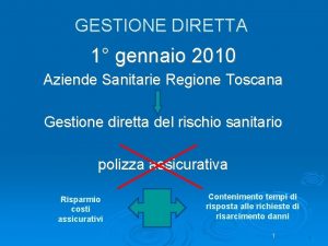 GESTIONE DIRETTA 1 gennaio 2010 Aziende Sanitarie Regione