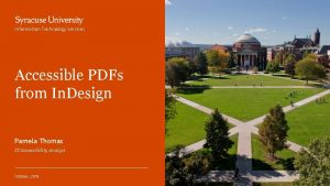 Information Technology Services Accessible PDFs from In Design