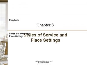 Chapter 3 Styles of Service and Place Settings