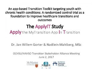 An appbased Transition Toolkit targeting youth with chronic