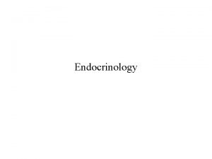 Endocrinology The pituitary gland the hypophysis It is