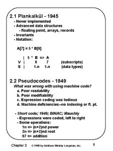 2 1 Plankalkl 1945 Never implemented Advanced data