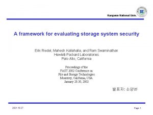 Kangwon National Univ A framework for evaluating storage