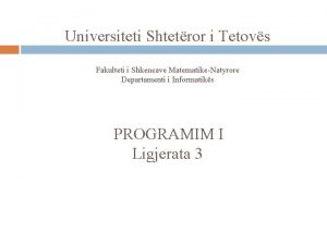 Universiteti Shtetror i Tetovs Fakulteti i Shkencave MatematikeNatyrore