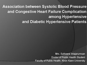 Association between Systolic Blood Pressure and Congestive Heart