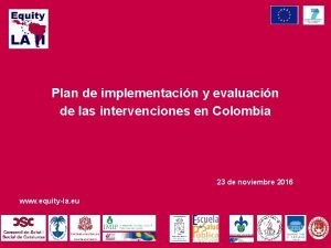 Plan de implementacin y evaluacin de las intervenciones