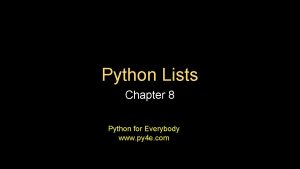 Python Lists Chapter 8 Python for Everybody www