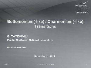 PNNLSA106433 Bottomoniumlike Charmoniumlike Transitions G TATISHVILI Pacific Northwest