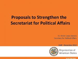 Proposals to Strengthen the Secretariat for Political Affairs