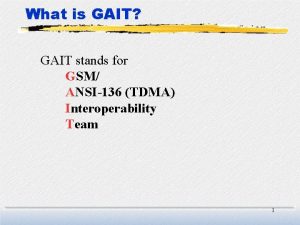 What is GAIT GAIT stands for GSM ANSI136