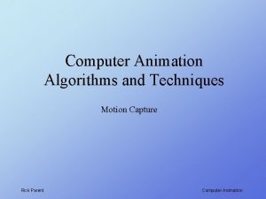 Computer Animation Algorithms and Techniques Motion Capture Rick