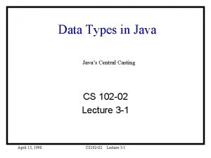 Data Types in Javas Central Casting CS 102