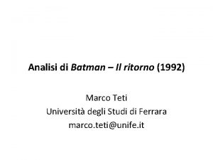 Analisi di Batman Il ritorno 1992 Marco Teti