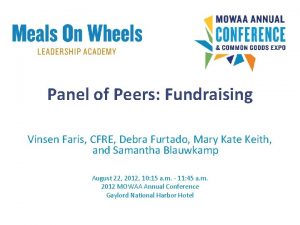 Panel of Peers Fundraising Vinsen Faris CFRE Debra