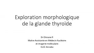 Exploration morphologique de la glande thyrode Dr Otmane