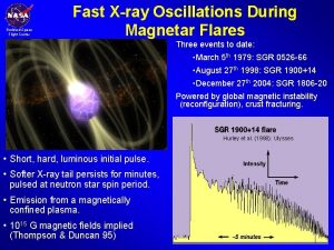 Goddard Space Flight Center Fast Xray Oscillations During