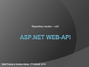 Repository muster vol 2 ASP NET WEBAPI Mait