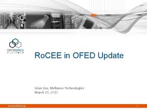 Ro CEE in OFED Update Liran Liss Mellanox