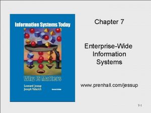 Chapter 7 EnterpriseWide Information Systems www prenhall comjessup