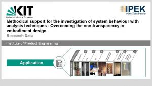 Methodical support for the investigation of system behaviour