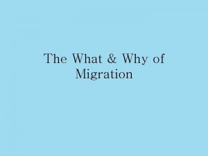 The What Why of Migration Mobility Mobility any