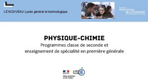 LE NOUVEAU Lyce gnral et technologique Programmes classe